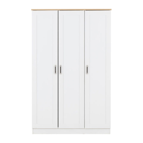 Parnu Wooden Wardrobe With 3 Doors In White And Oak