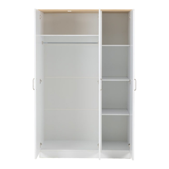 Parnu Wooden Wardrobe With 3 Doors In White And Oak