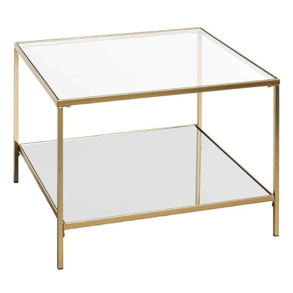 Parowan Large Mirrored Square End Table With Gold Steel Frame