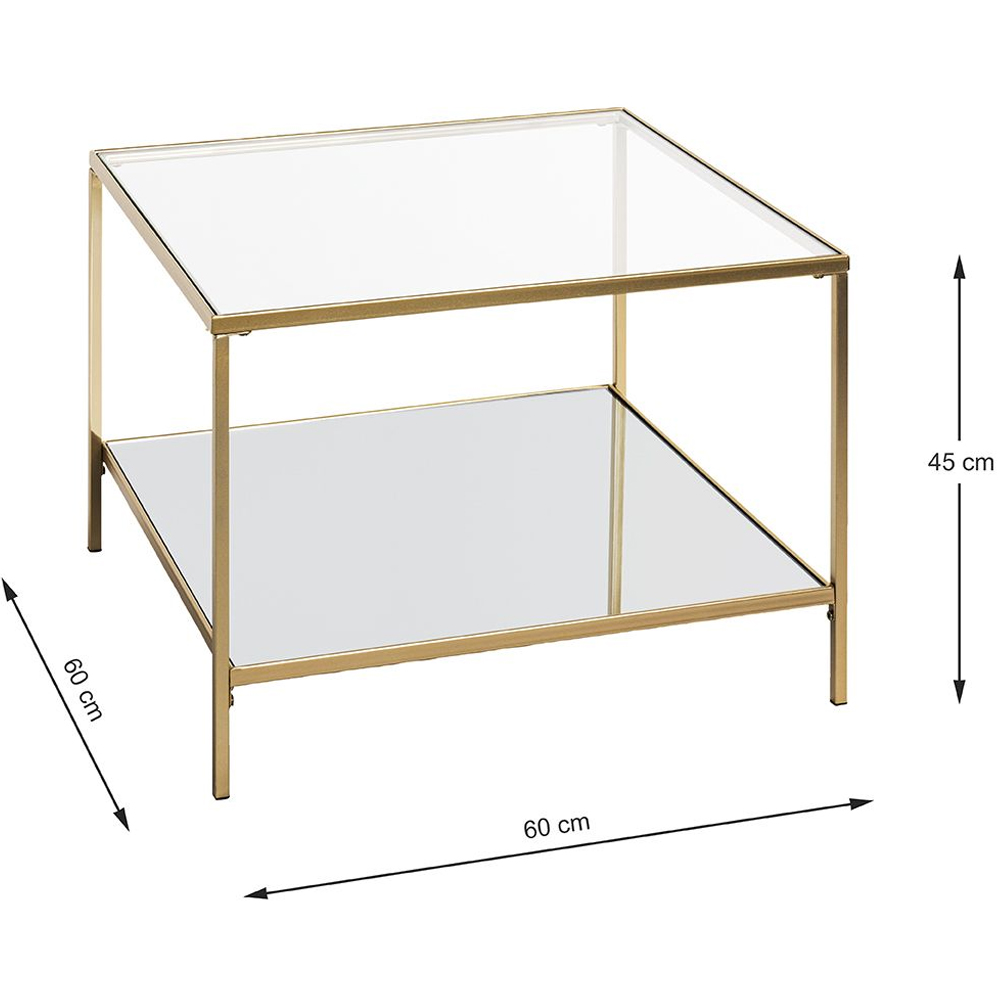 Parowan Large Mirrored Square End Table With Gold Steel Frame