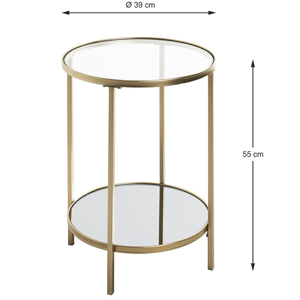 Parowan Small Mirrored Round End Table With Gold Steel Frame