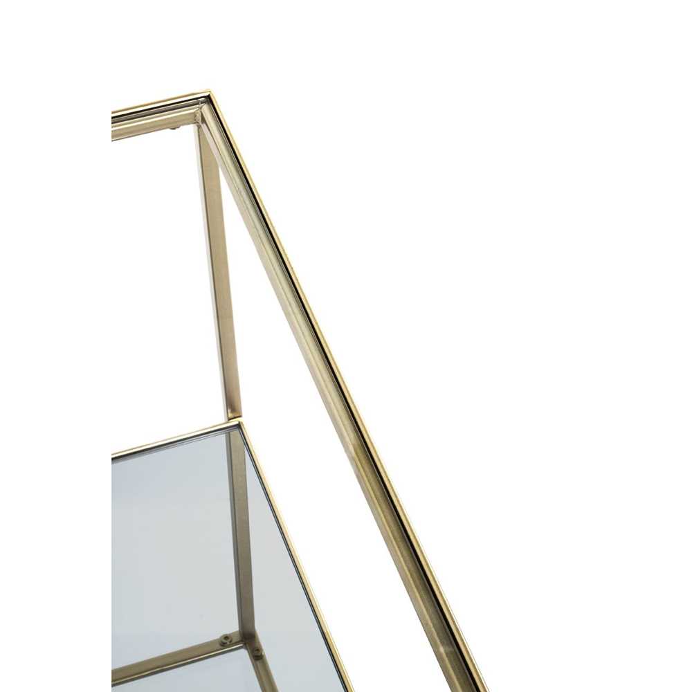 Parowan Small Mirrored Square End Table With Gold Steel Frame