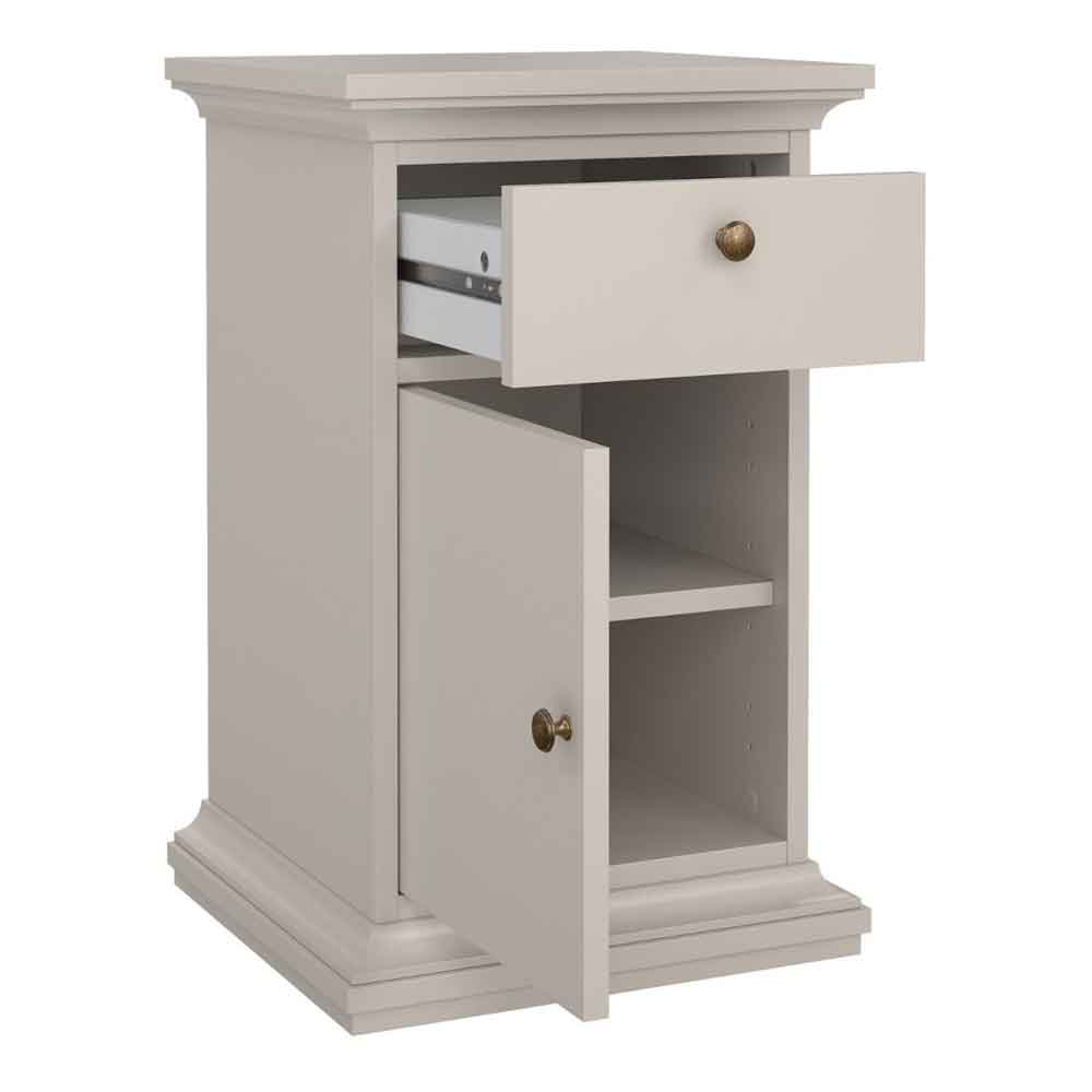 Paroya Wooden Bedside Cabinet with 1 Door 1 Drawer in Cashmere
