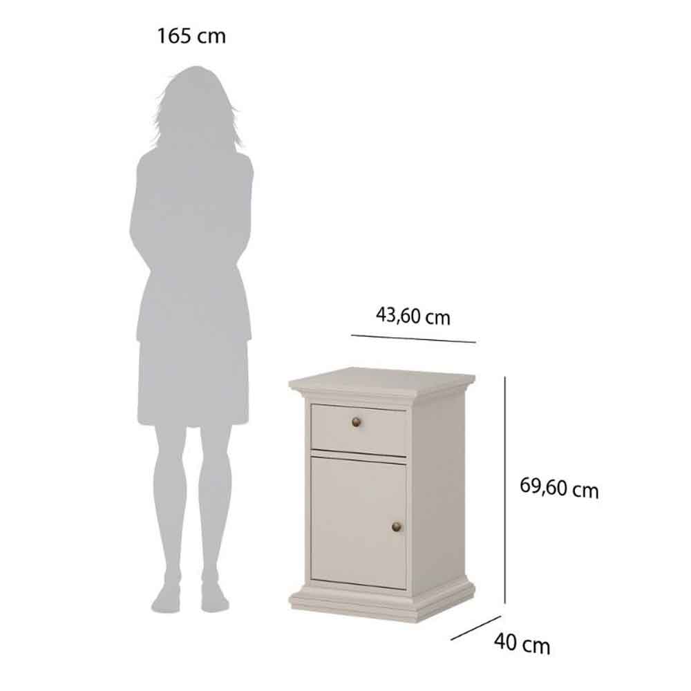 Paroya Wooden Bedside Cabinet with 1 Door 1 Drawer in Cashmere