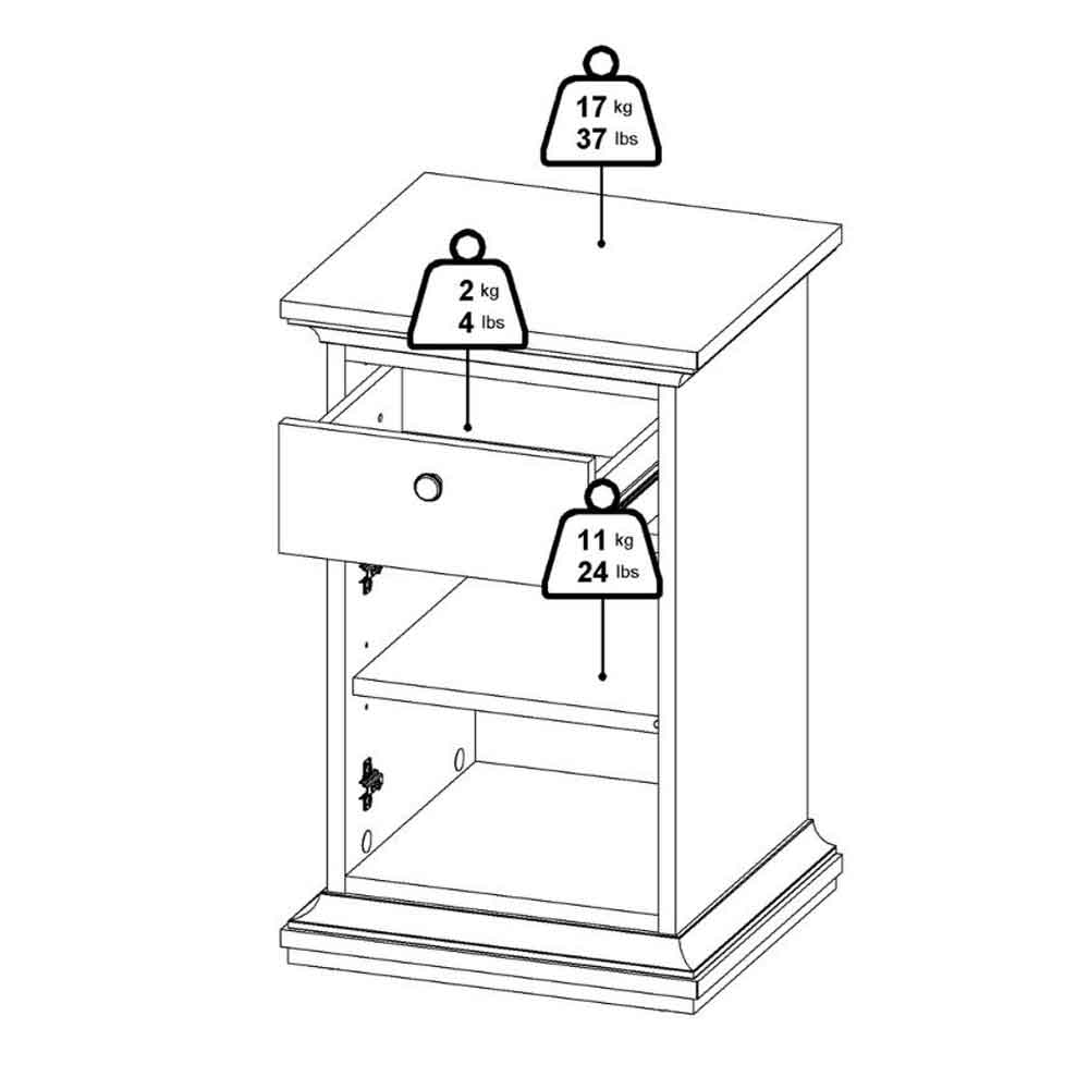 Paroya Wooden Bedside Cabinet with 1 Door 1 Drawer in Cashmere