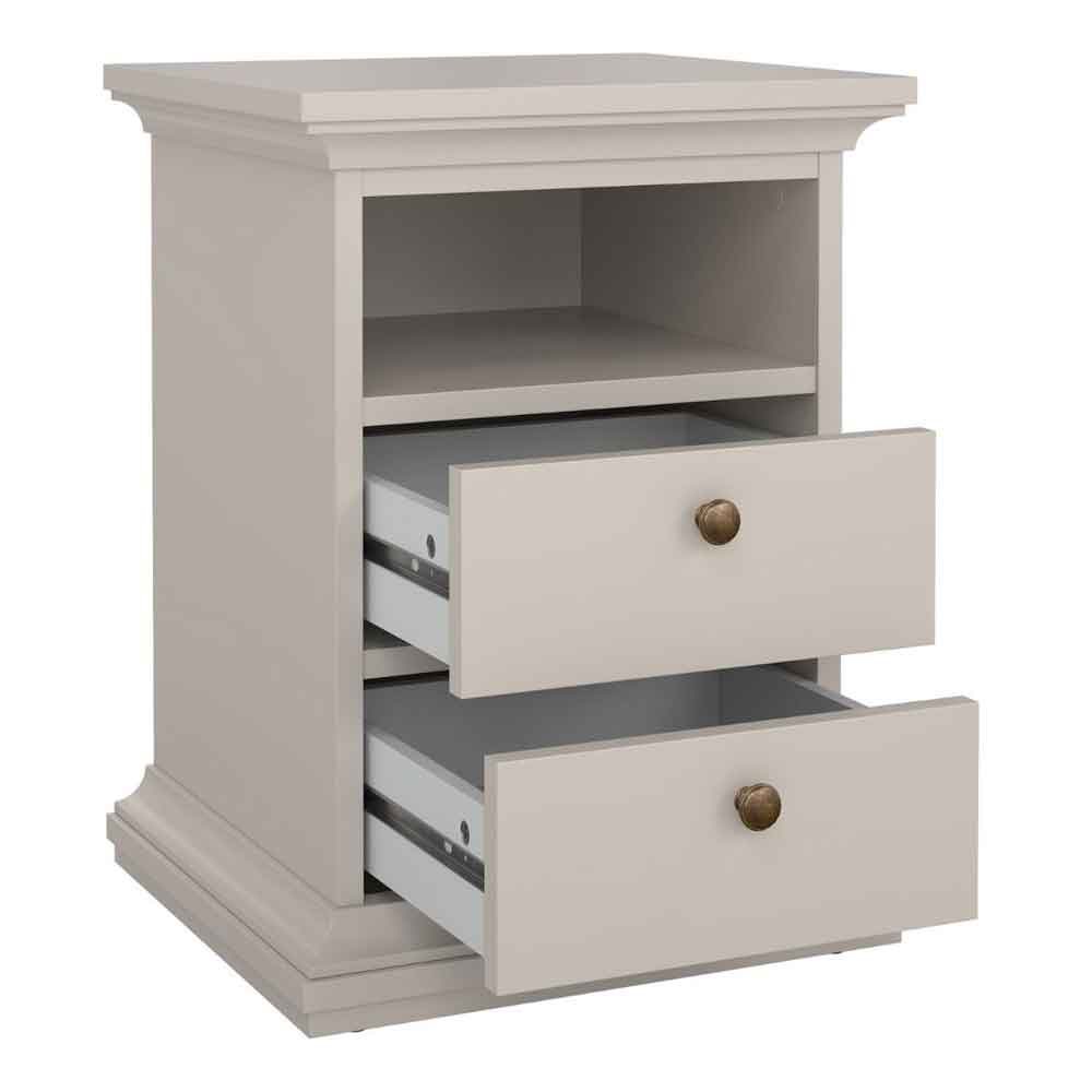 Paroya Wooden Bedside Cabinet with 2 Drawers in Cashmere
