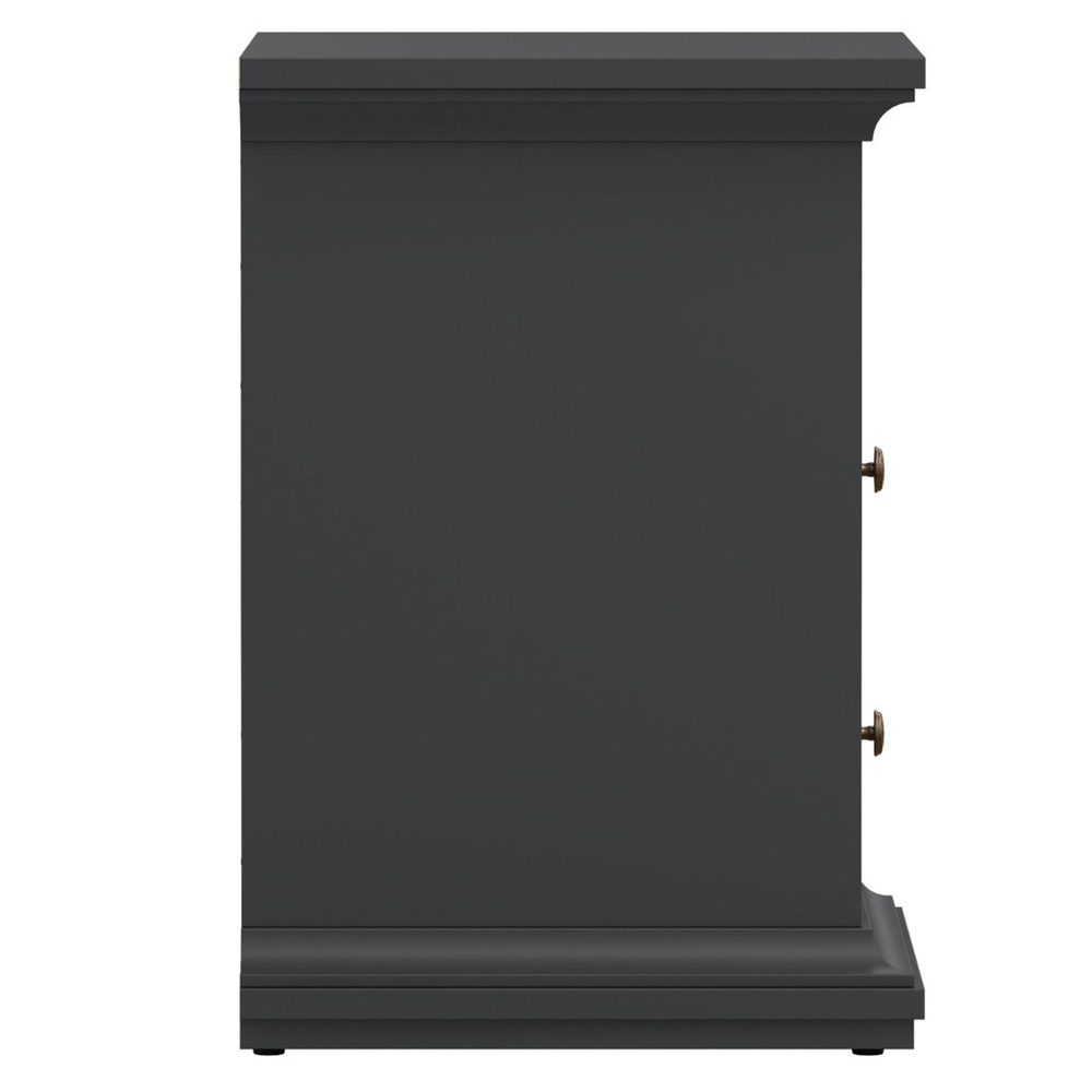 Paroya Wooden Bedside Cabinet with 2 Drawers In Matt Grey