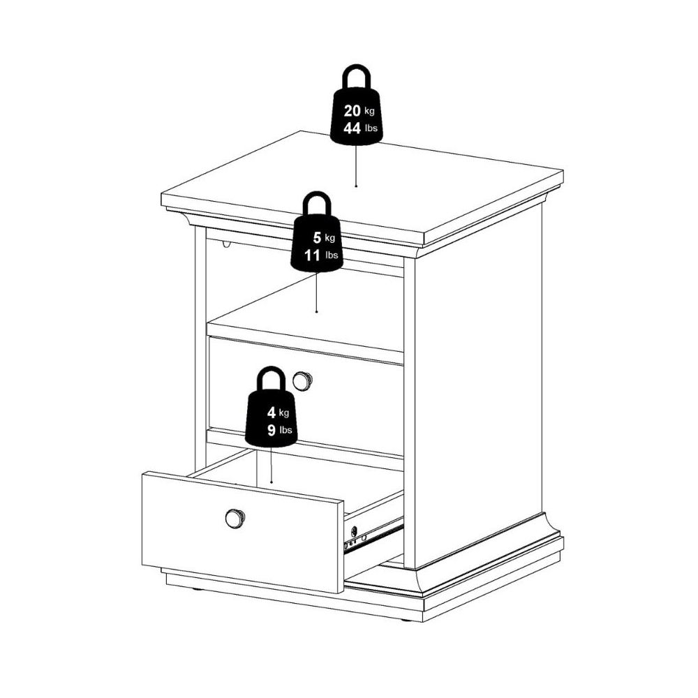 Paroya Wooden Bedside Cabinet with 2 Drawers In Matt Grey