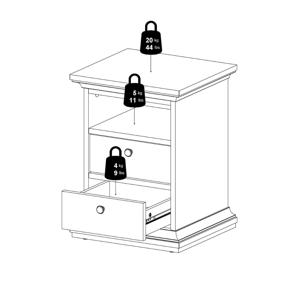 Paroya Wooden Bedside Cabinet with 2 Drawers In White