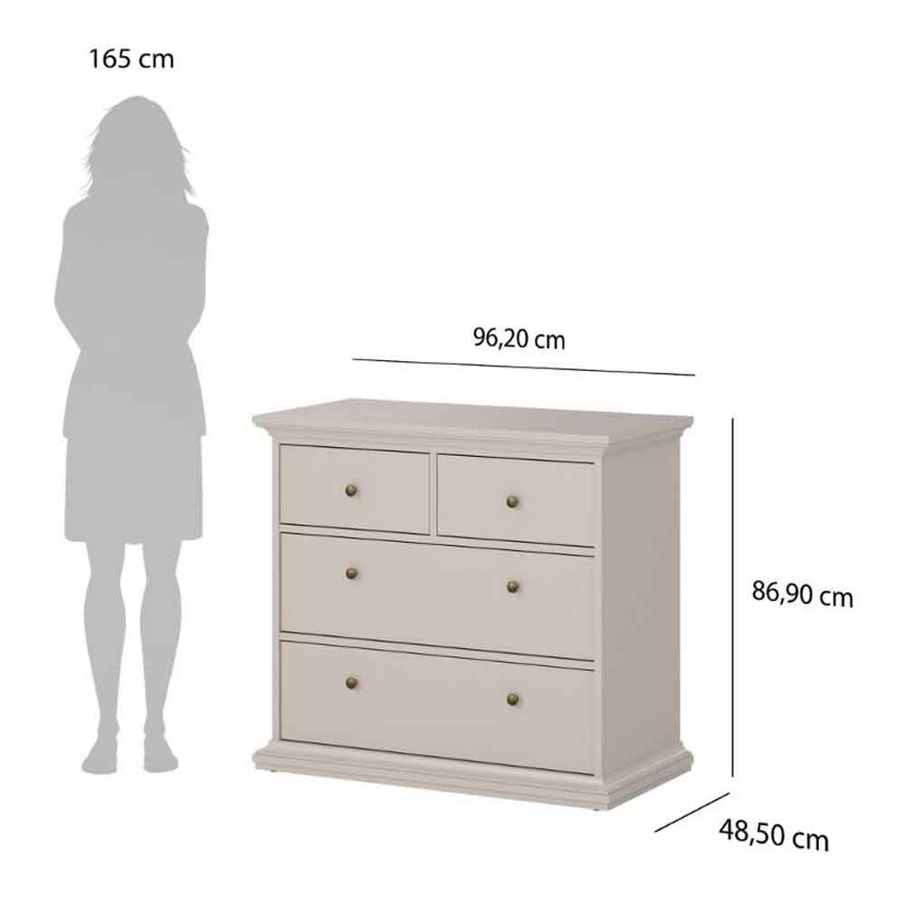 Paroya Wooden Chest of 4 Drawers in Cashmere