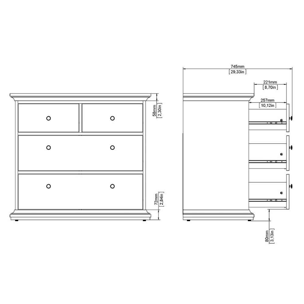 Paroya Wooden Chest of 4 Drawers in Cashmere