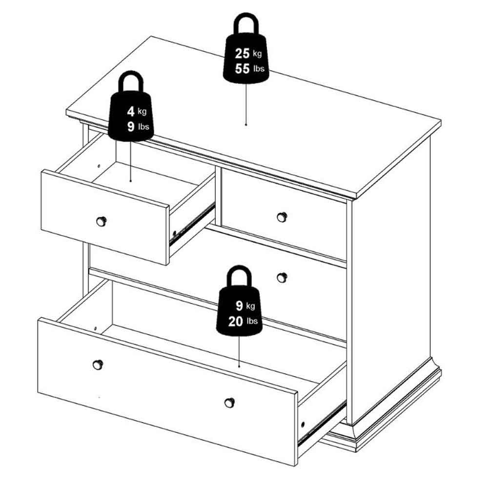 Paroya Wooden Chest of 4 Drawers in Cashmere