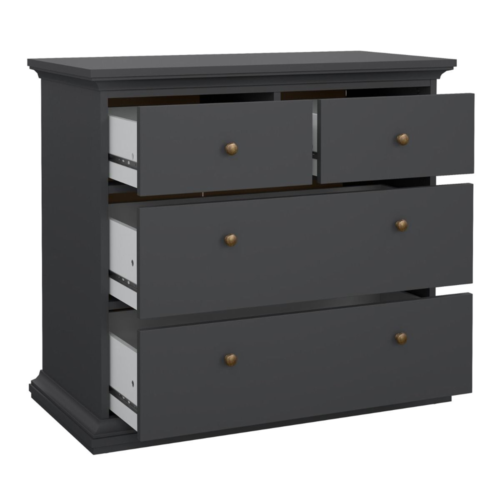 Paroya Wooden Chest Of 4 Drawers In Matt Grey