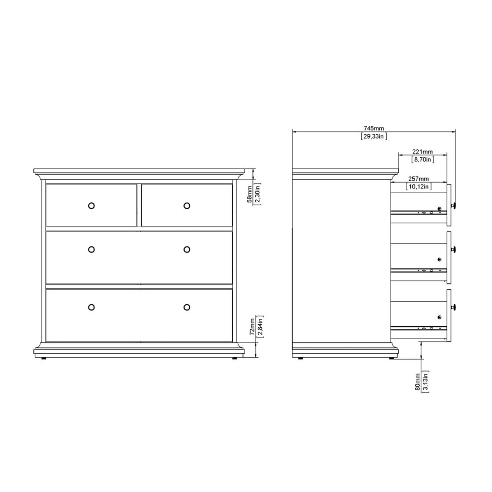 Paroya Wooden Chest Of 4 Drawers In Matt Grey