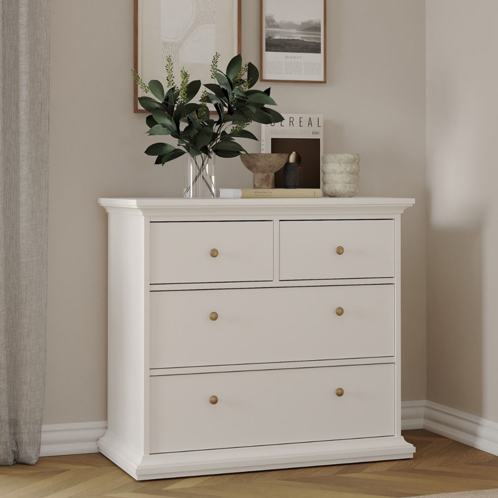 Paroya Wooden Chest Of 4 Drawers In White