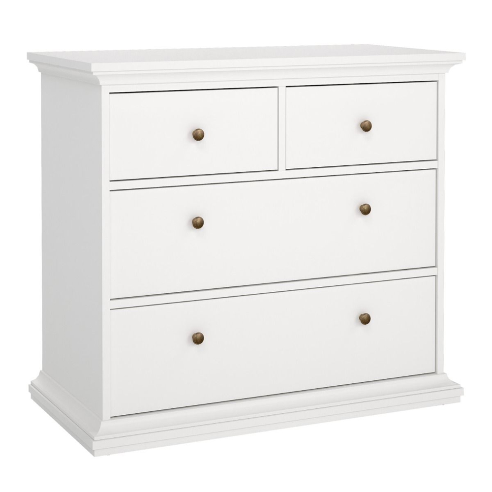 Paroya Wooden Chest Of 4 Drawers In White