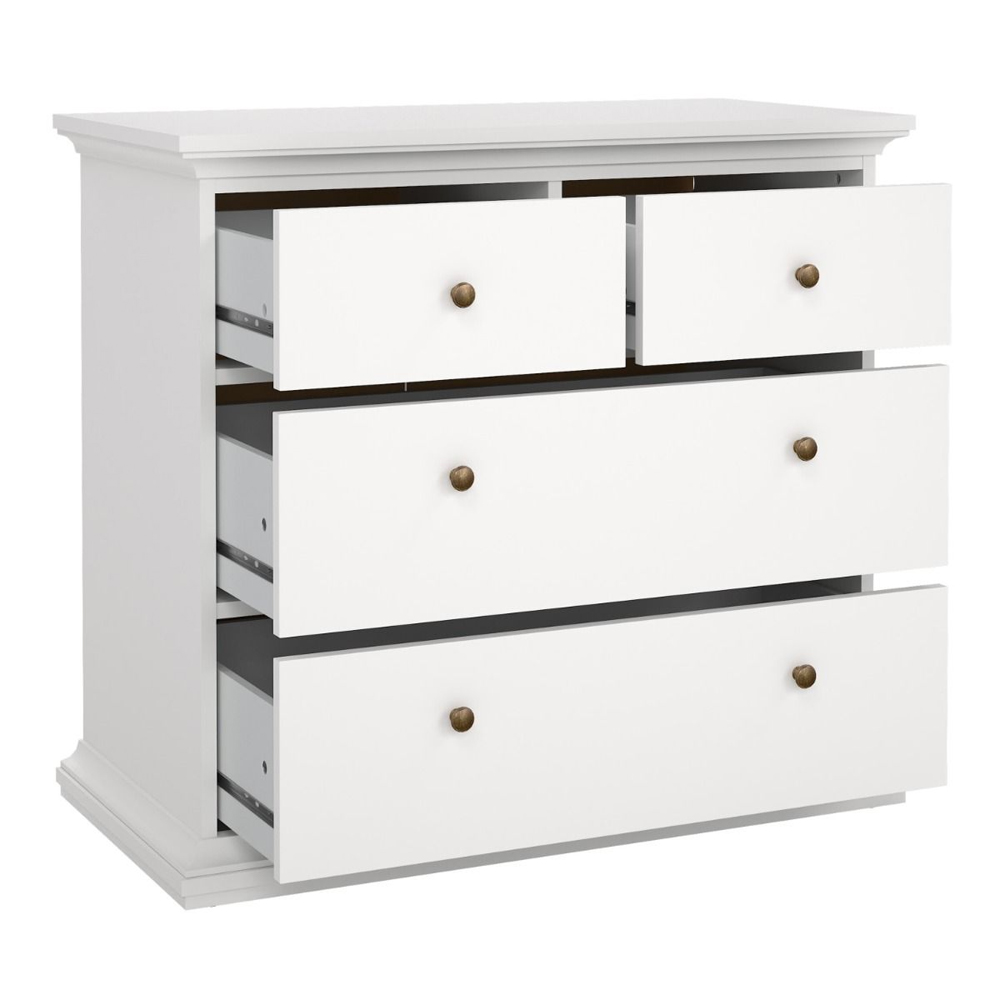 Paroya Wooden Chest Of 4 Drawers In White