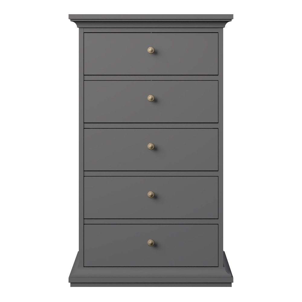 Paroya Wooden Chest Of 5 Drawers In Matt Grey