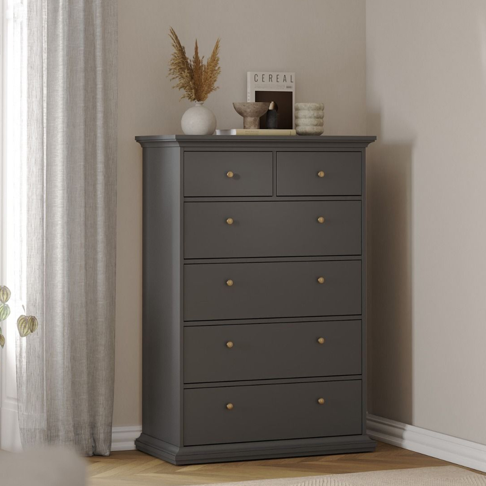 Paroya Wooden Chest Of 6 Drawers In Matt Grey