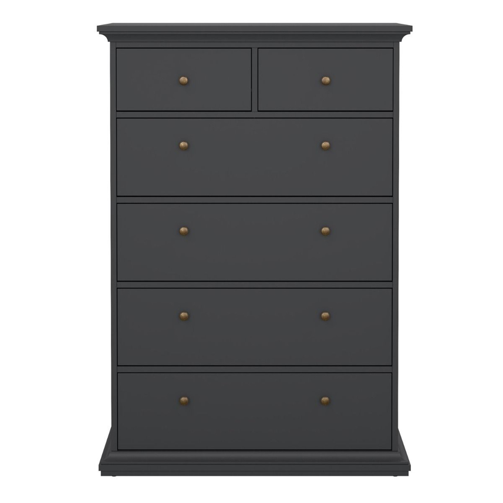 Paroya Wooden Chest Of 6 Drawers In Matt Grey