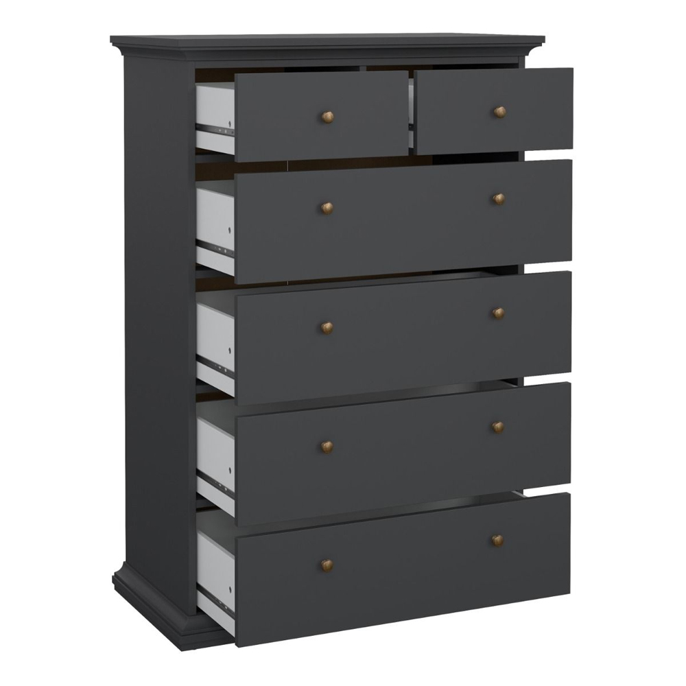 Paroya Wooden Chest Of 6 Drawers In Matt Grey