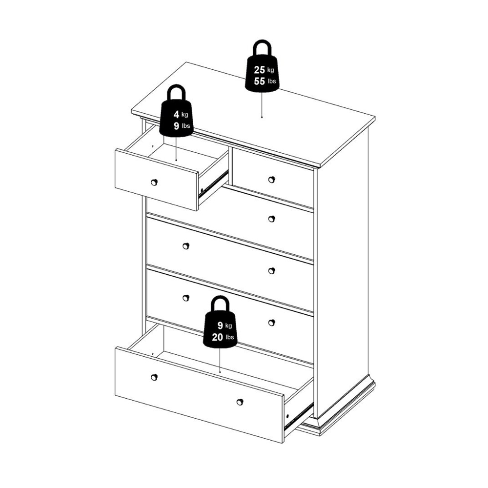 Paroya Wooden Chest Of 6 Drawers In Matt Grey