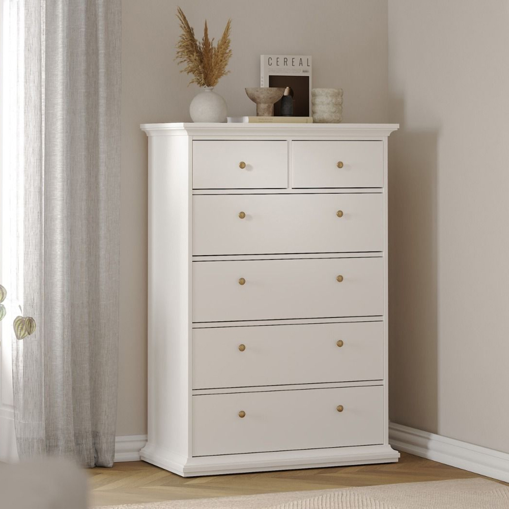 Paroya Wooden Chest Of 6 Drawers In White