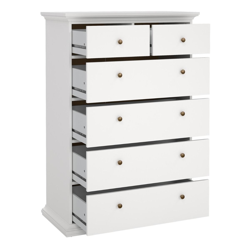 Paroya Wooden Chest Of 6 Drawers In White