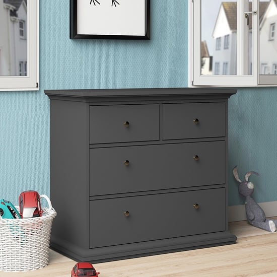 Paroya Wooden Chest Of 4 Drawers In Matt Grey