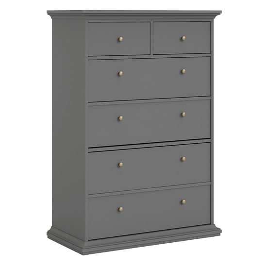 Paroya Wooden Chest Of 6 Drawers In Matt Grey