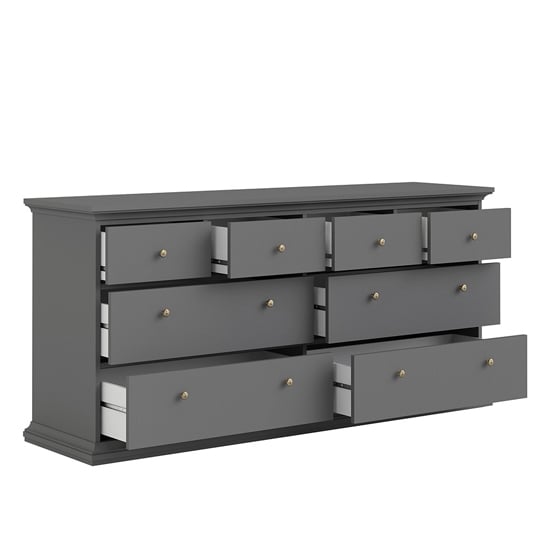 Paroya Wooden Chest Of 8 Drawers In Matt Grey