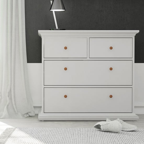 Paroya Wooden Chest Of 4 Drawers In White