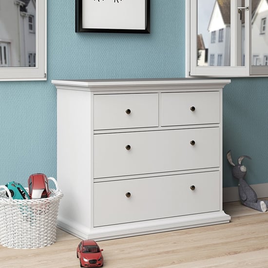 Paroya Wooden Chest Of 4 Drawers In White