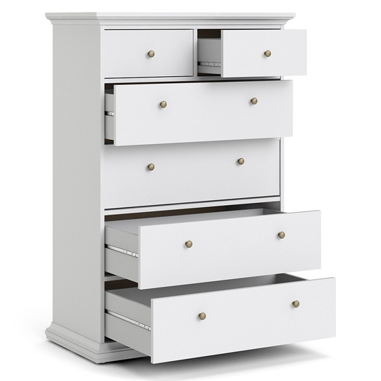 Paroya Wooden Chest Of Drawers In White With 6 Drawers FiF