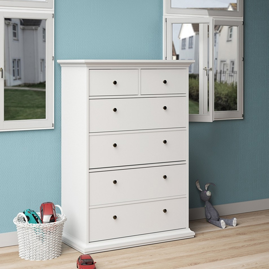 Paroya Wooden Chest Of 6 Drawers In White