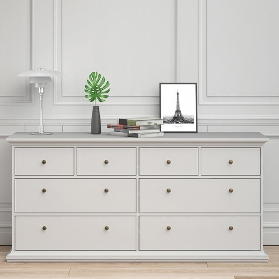 Product photograph of Paroya Wooden Chest Of Drawers In White With 8 Drawers from Furniture in Fashion
