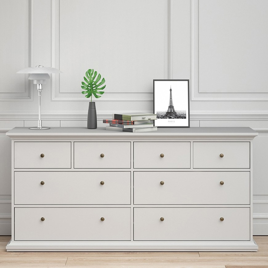 Read more about Paroya wooden chest of 8 drawers in white