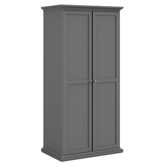 Paroya Wooden Wardrobe With 2 Doors In Matt Grey