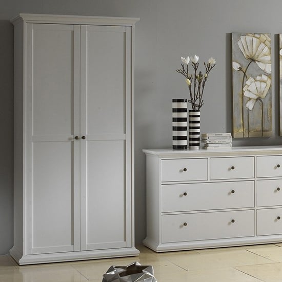 Paroya Wooden Wardrobe With 2 Doors In White