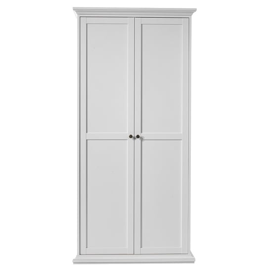 Product photograph of Paroya Wooden Double Door Wardrobe In White from Furniture in Fashion