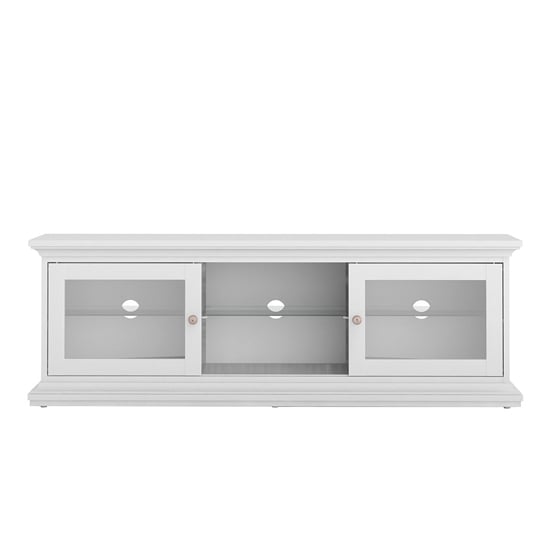 Product photograph of Paroya Wooden Large 2 Doors 1 Shelf Tv Stand In White from Furniture in Fashion