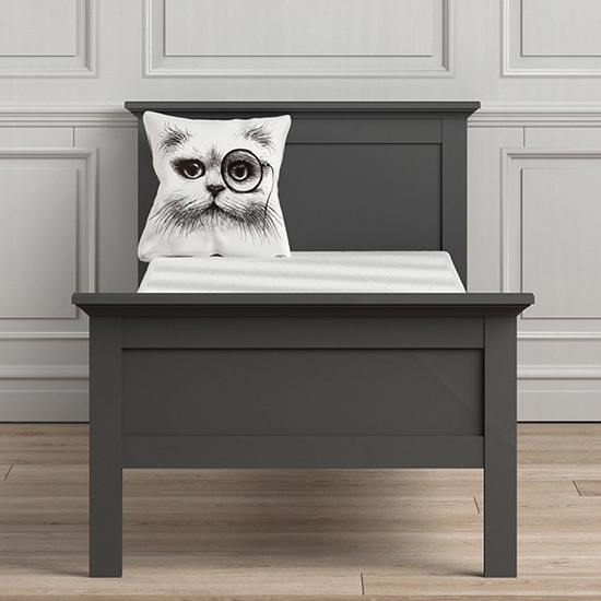 Paroya Wooden Single Bed In Matt Grey thumbnail
