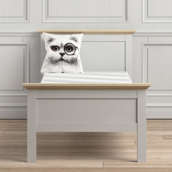 Paroya Wooden Single Bed In White And Oak thumbnail