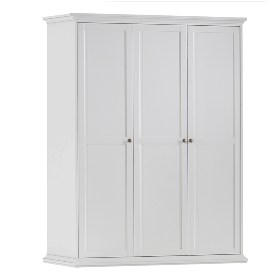 Paroya Wooden Wardrobe With 3 Doors In White