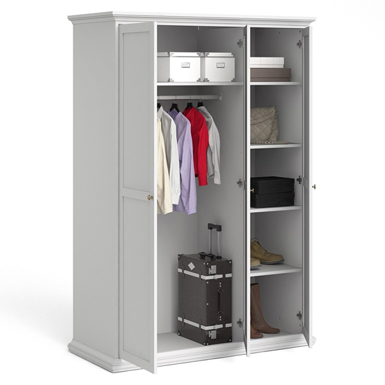 Paroya Wooden Wardrobe With 3 Doors In White