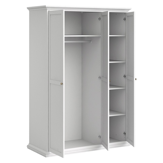 Paroya Wooden Wardrobe With 3 Doors In White