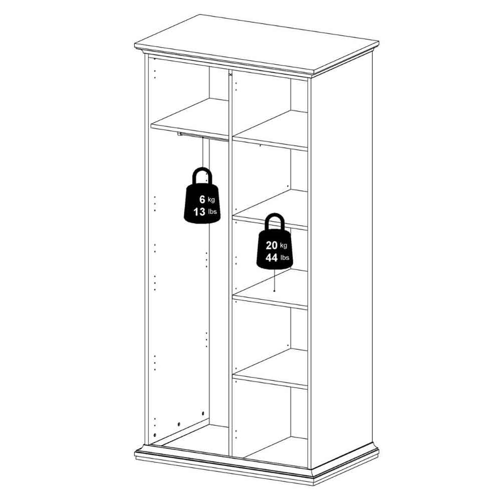 Paroya Wooden Wardrobe with 2 Doors in Cashmere