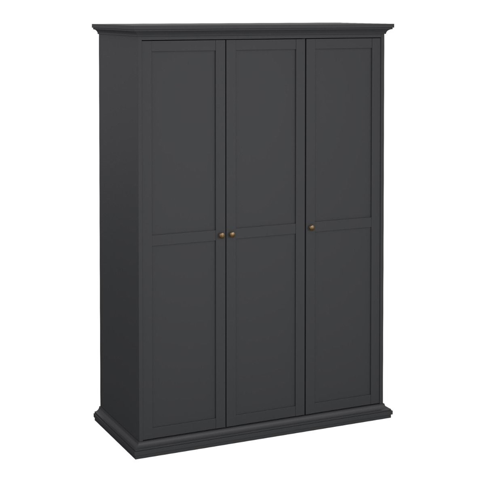 Paroya Wooden Wardrobe With 3 Doors In Matt Grey