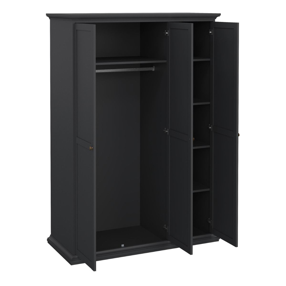 Paroya Wooden Wardrobe With 3 Doors In Matt Grey