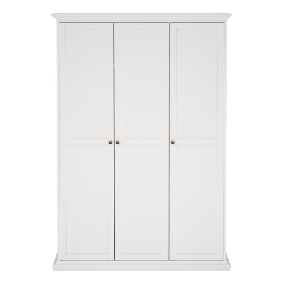 Paroya Wooden Wardrobe With 3 Doors In White